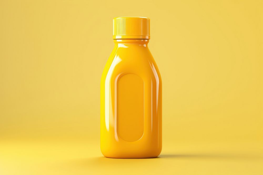 Bottle yellow refreshment container. AI generated Image by rawpixel.