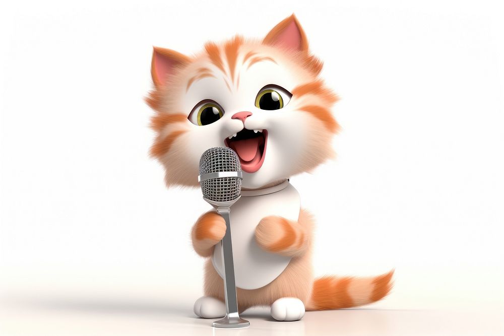 Microphone cartoon mammal white. AI generated Image by rawpixel.