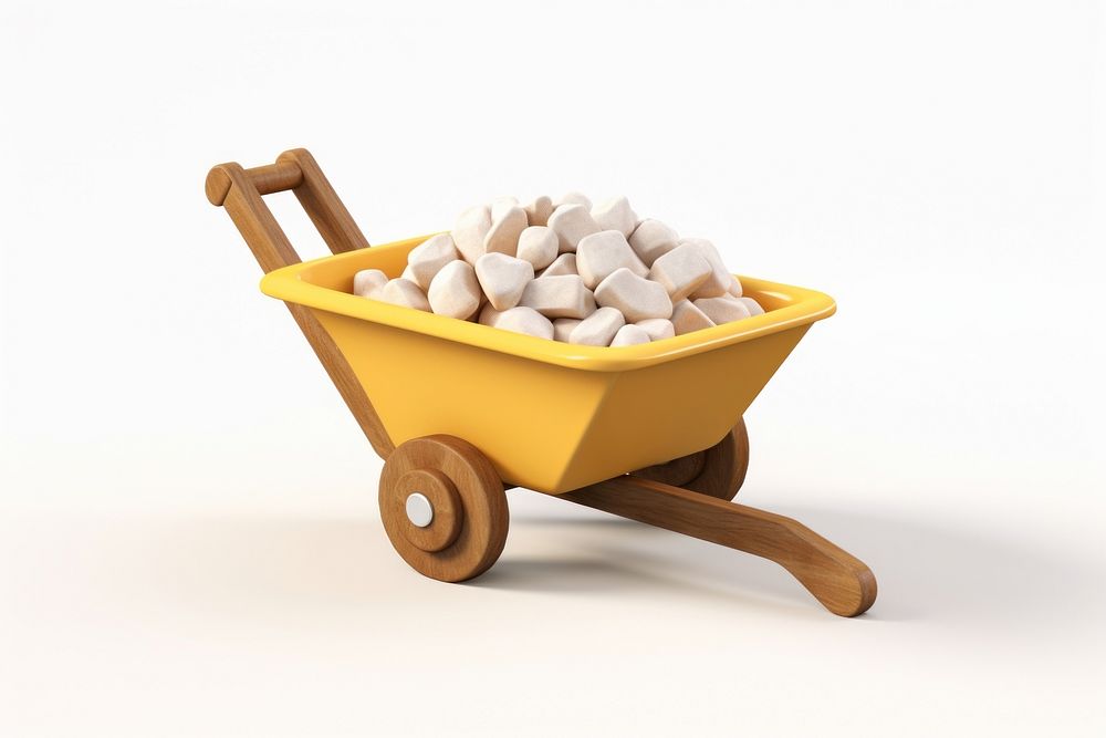 Wheelbarrow white background transportation container. AI generated Image by rawpixel.