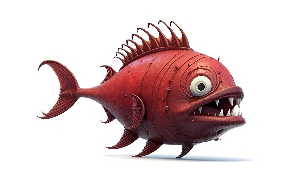 Fish cartoon animal white background. AI generated Image by rawpixel.