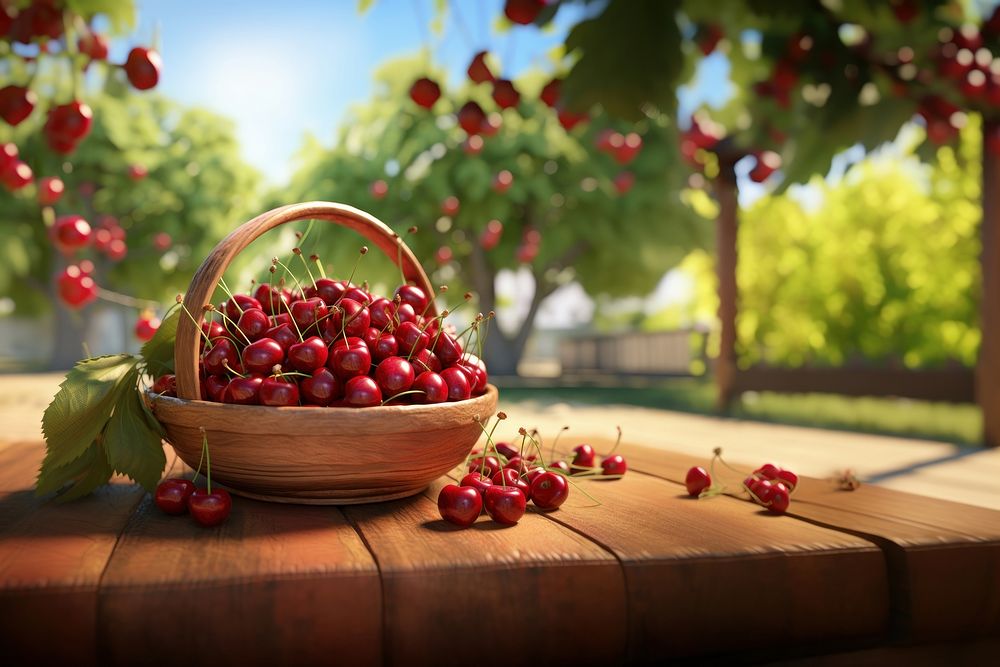 Cherry basket plant fruit. AI generated Image by rawpixel.