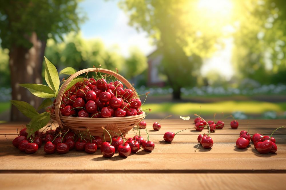 Cherry basket fruit plant. AI generated Image by rawpixel.