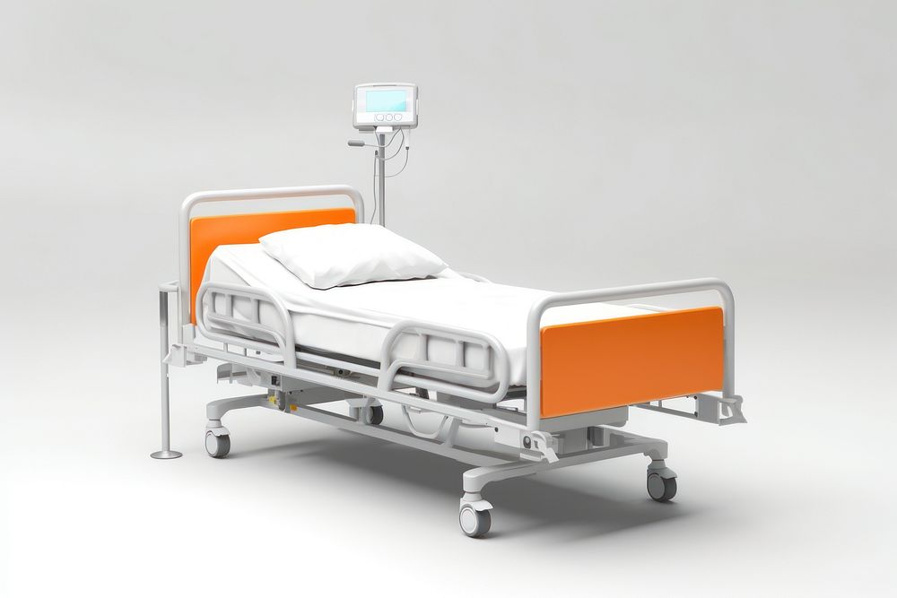 Hospital bed furniture white background. AI generated Image by rawpixel.