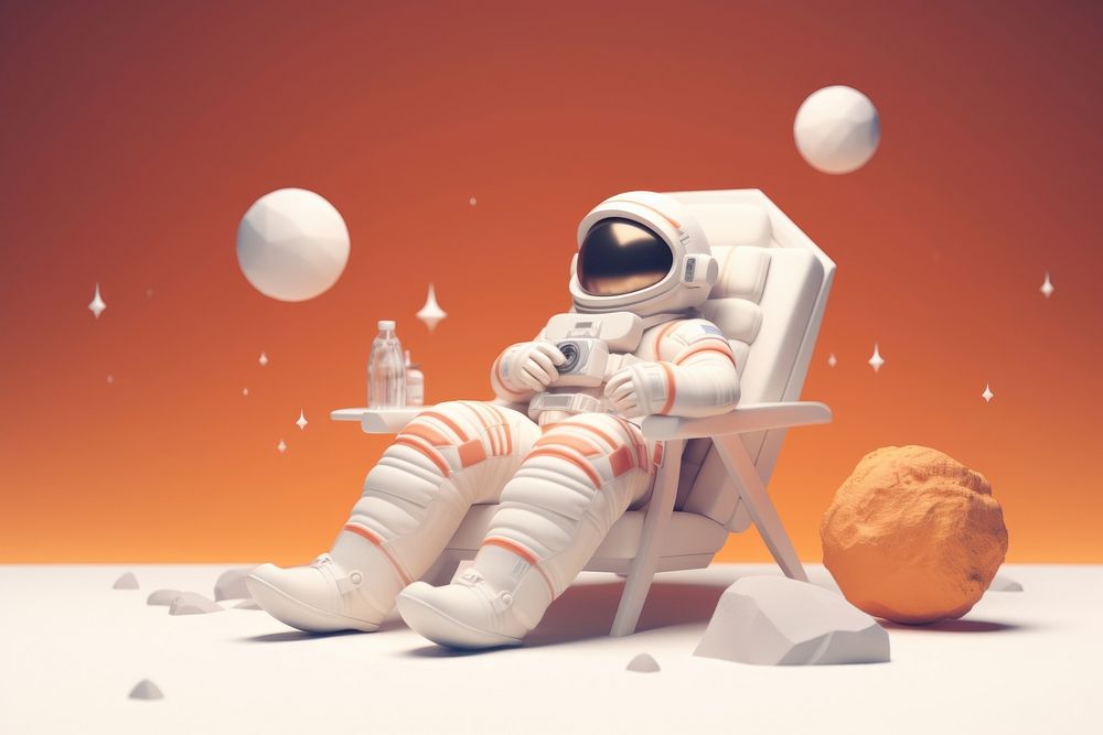 Space astronaut robot moon. AI generated Image by rawpixel.
