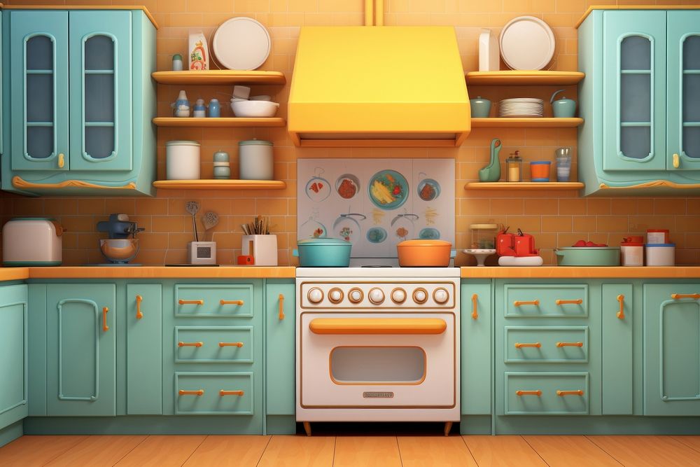 Kitchen appliance furniture microwave. AI generated Image by rawpixel.