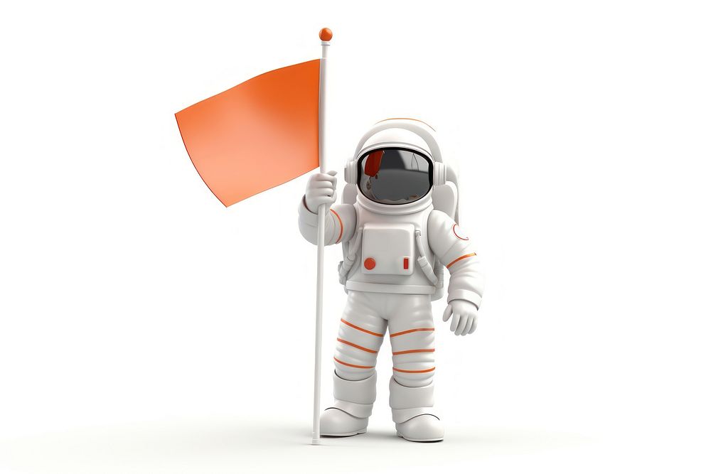 Flag astronaut white background protection. AI generated Image by rawpixel.