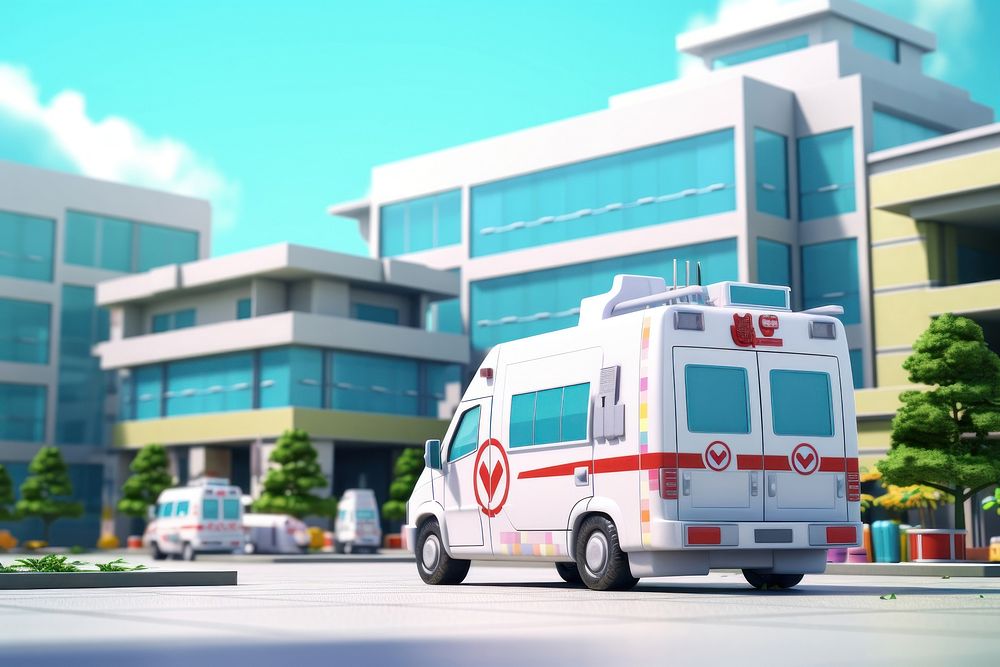 Ambulance emergency hospital vehicle. AI generated Image by rawpixel.