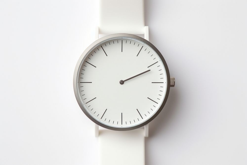 Wristwatch clock white white background. 