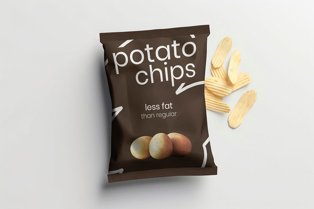 Potato chips bag mockup, product packaging psd