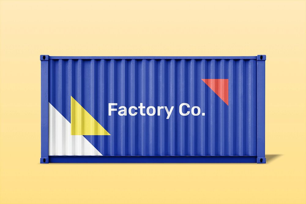 Shipping container mockup, cargo storage psd