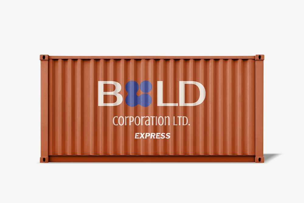 Shipping container mockup, cargo storage psd