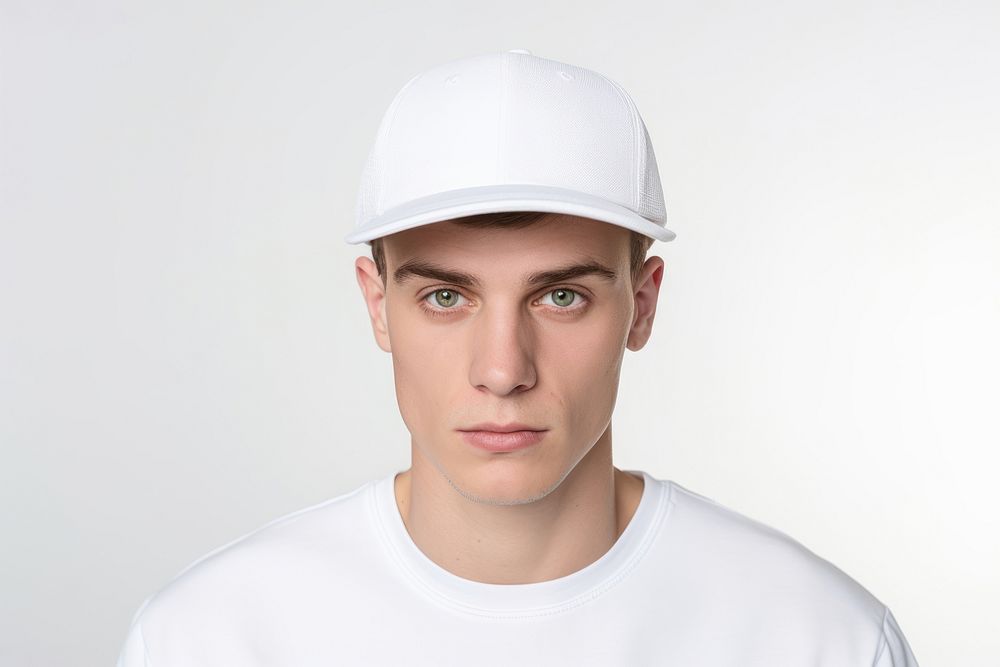 Portrait hardhat cap white background. AI generated Image by rawpixel.