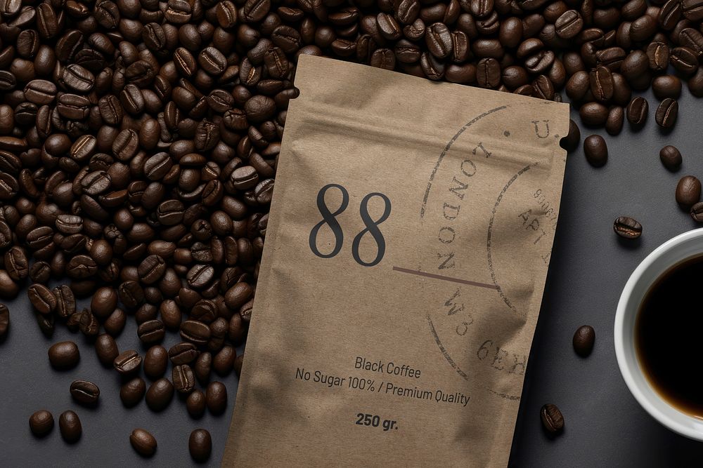 Coffee bean bag mockup, product packaging psd