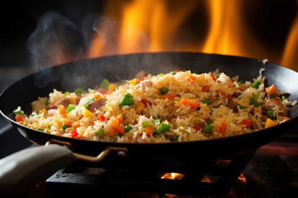 Rice fried food wok. AI generated Image by rawpixel.