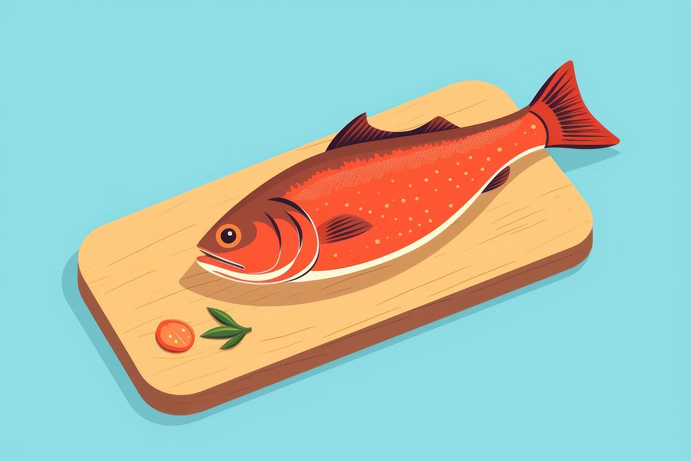 Fish animal food chopping board. 