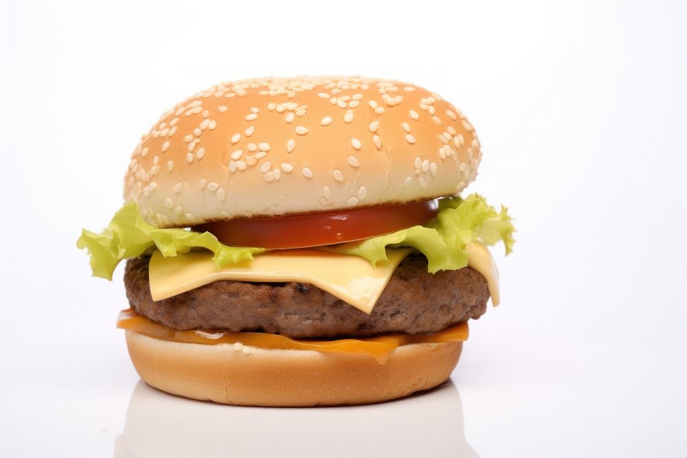 Hamburger food white background condiment. AI generated Image by rawpixel.