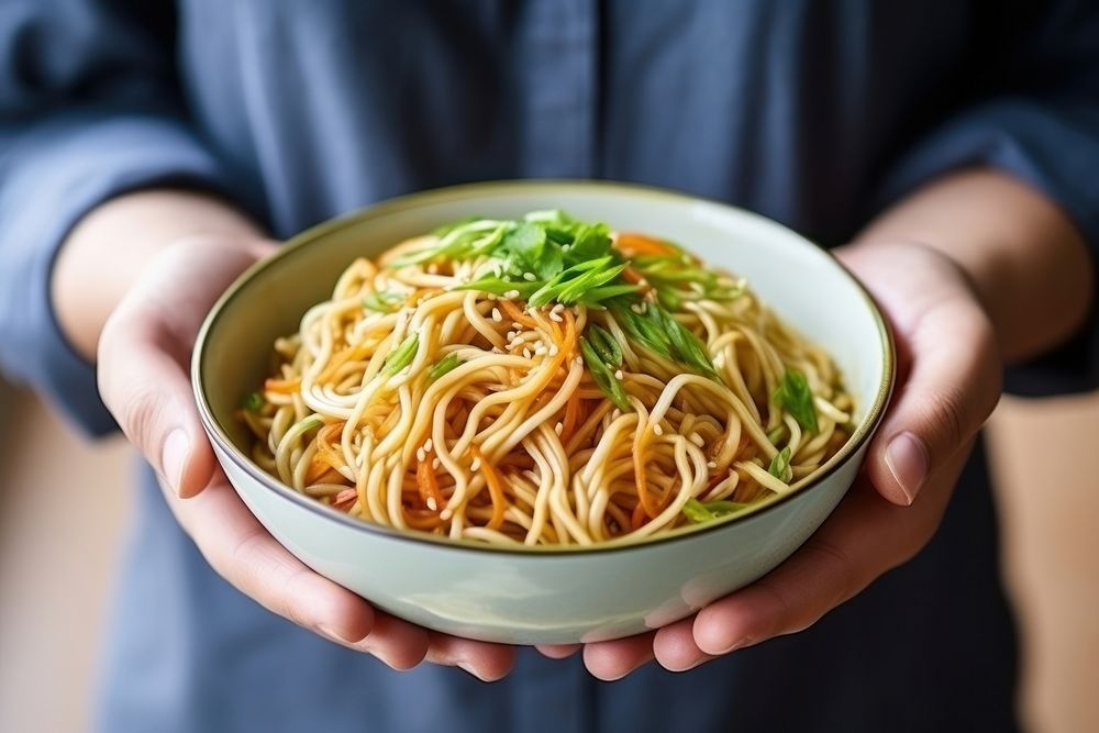 Bowl noodle food meal. 