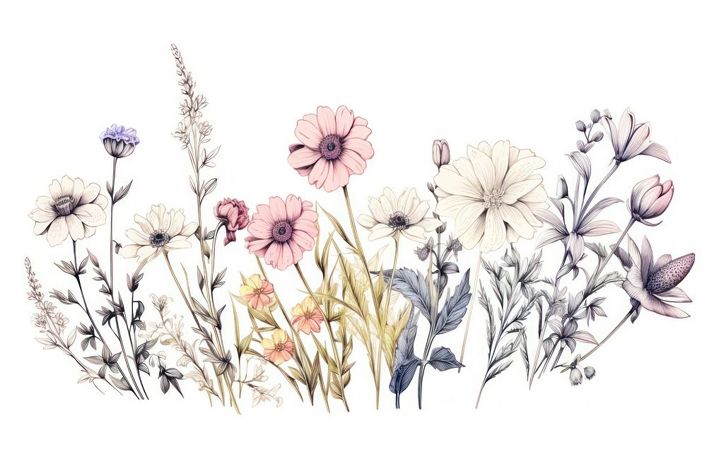 Flower sketch pattern drawing. AI generated Image by rawpixel.