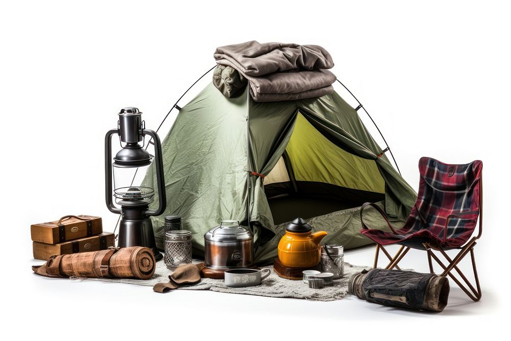 Camping tent white background relaxation. AI generated Image by rawpixel.