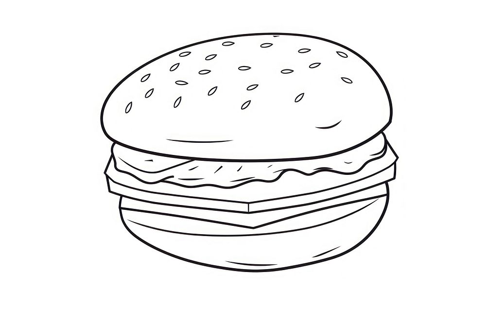 Hamburger food line monochrome. AI generated Image by rawpixel.