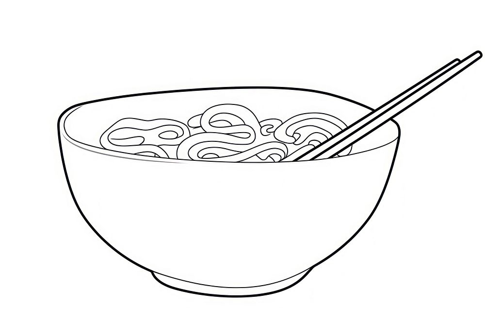 Drawing sketch noodle bowl. AI generated Image by rawpixel.