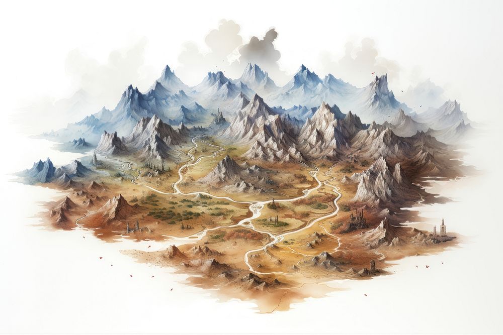 Painting wilderness landscape mountain. AI generated Image by rawpixel.