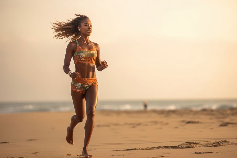 Running jogging sports beach. AI generated Image by rawpixel.