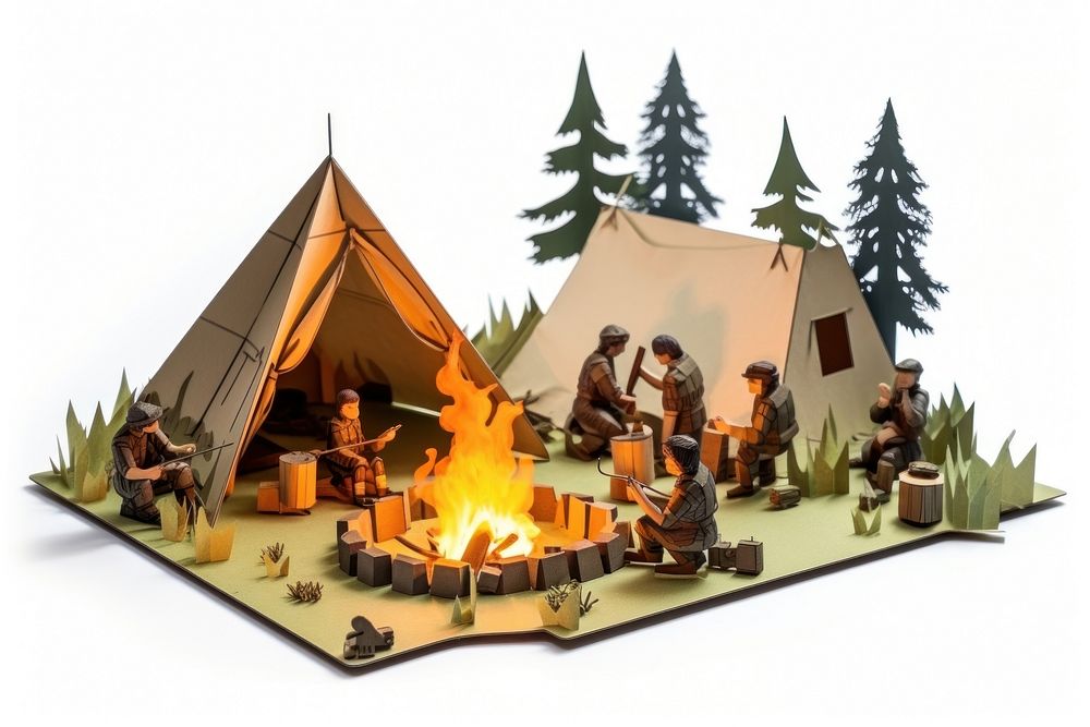 Camping fire tent campfire. AI generated Image by rawpixel.