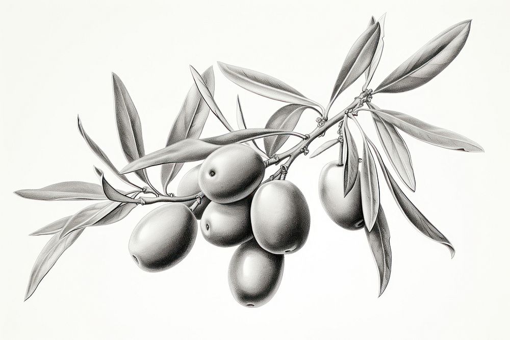 Drawing sketch olive illustrated. AI generated Image by rawpixel.
