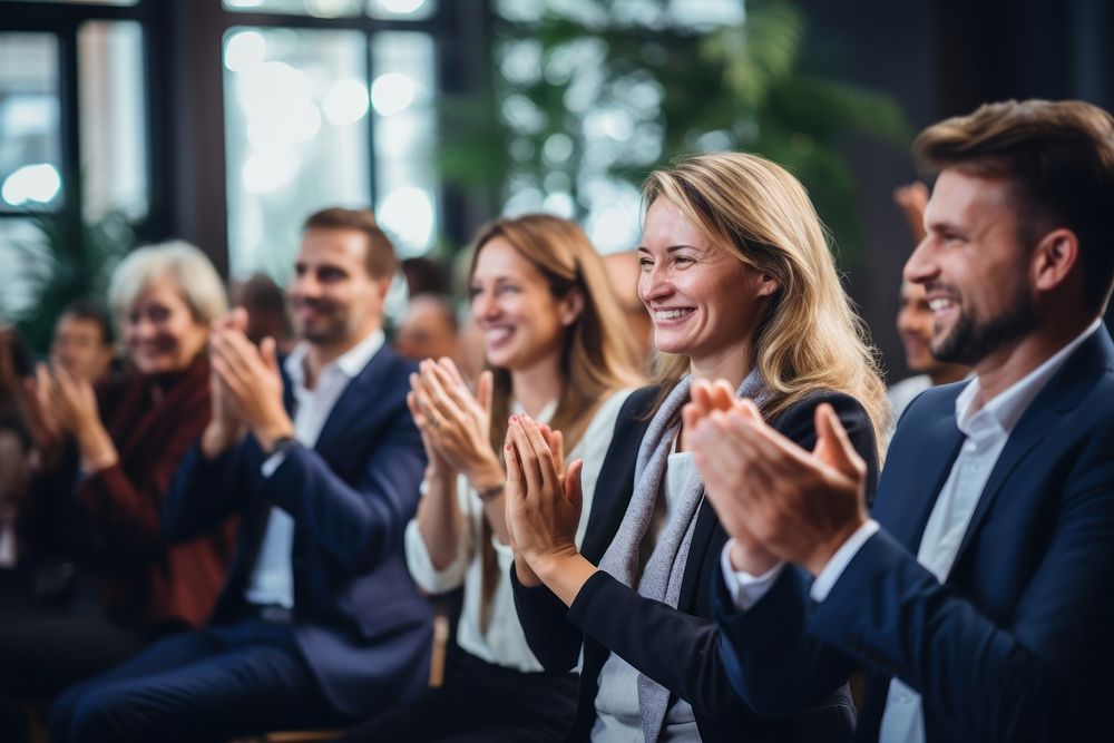 Clapping adult woman suit. AI generated Image by rawpixel.