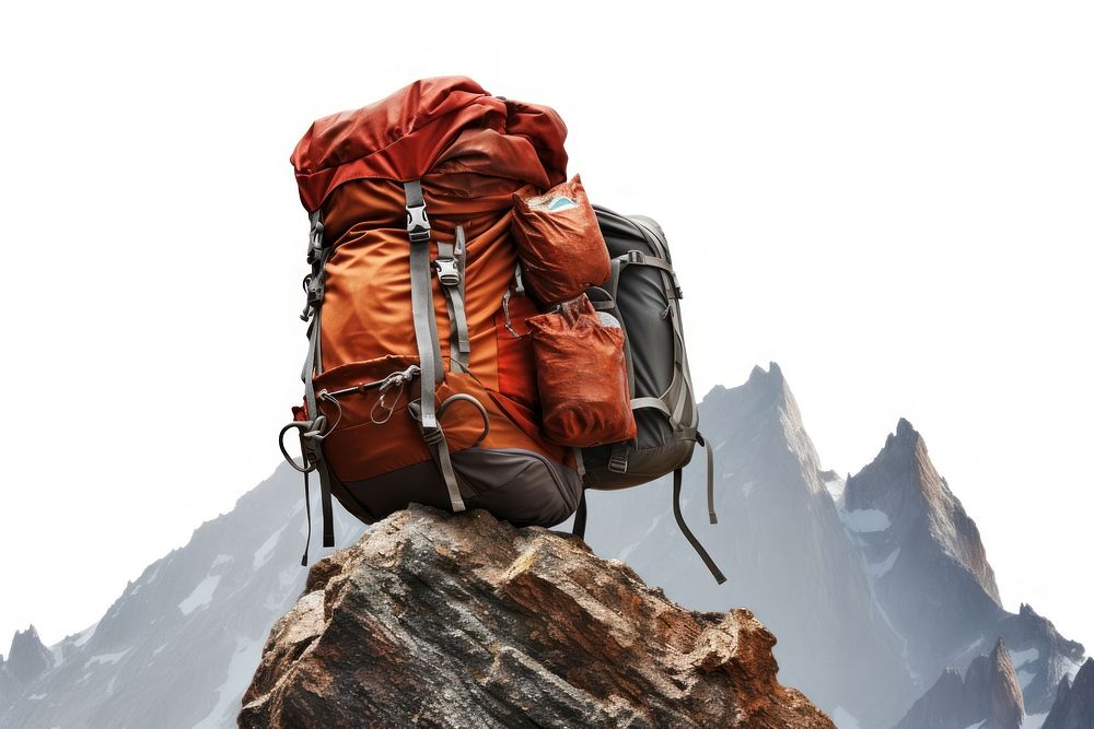 Backpacking mountain hiking bag. AI generated Image by rawpixel.
