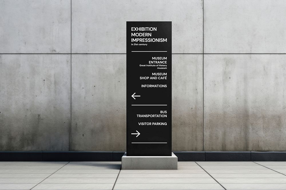 Building direction sign mockup psd