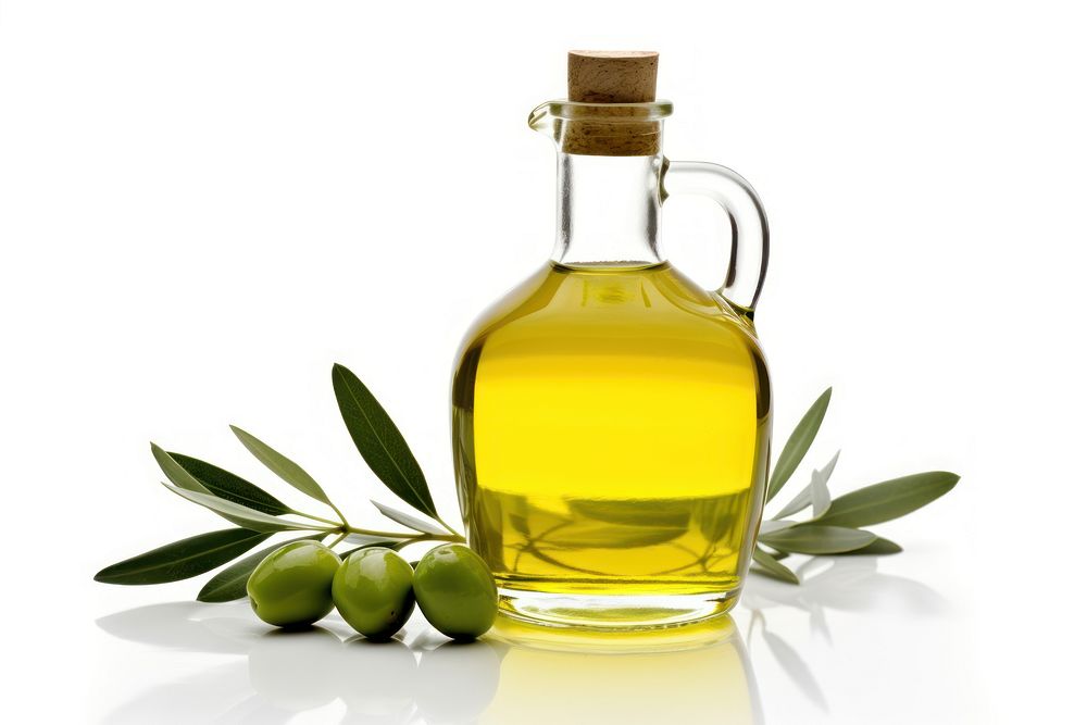 Bottle olive white background container. 