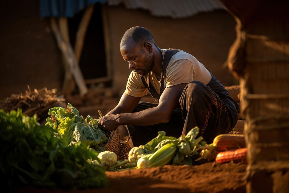 Harvesting vegetable outdoors farmer. 