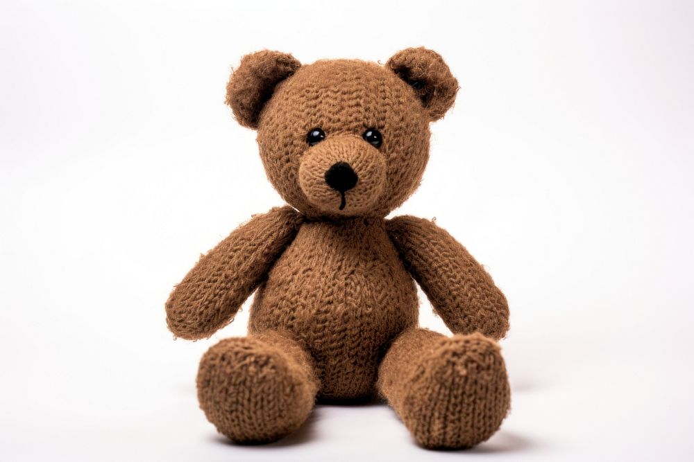 Brown bear toy white background. 