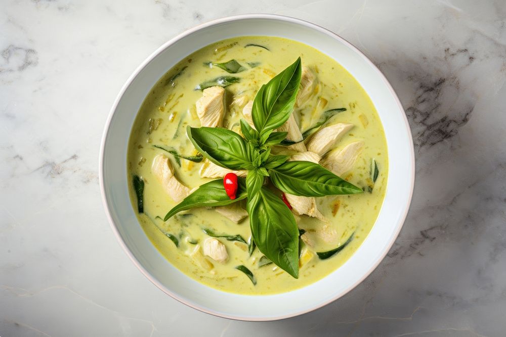 Table plate green curry. AI generated Image by rawpixel.