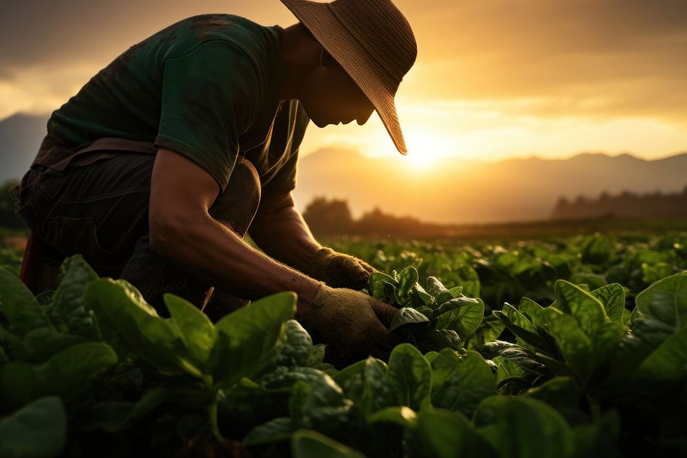 Harvesting gardening vegetable outdoors. 