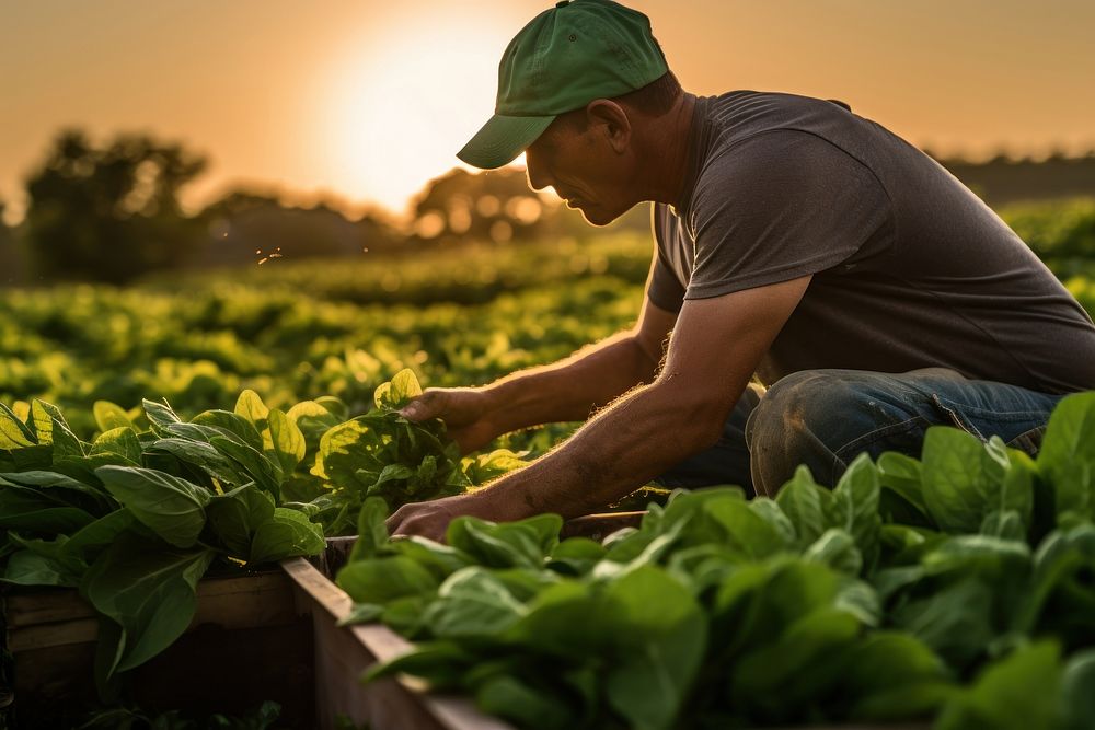 Harvesting vegetable farmer plant. 