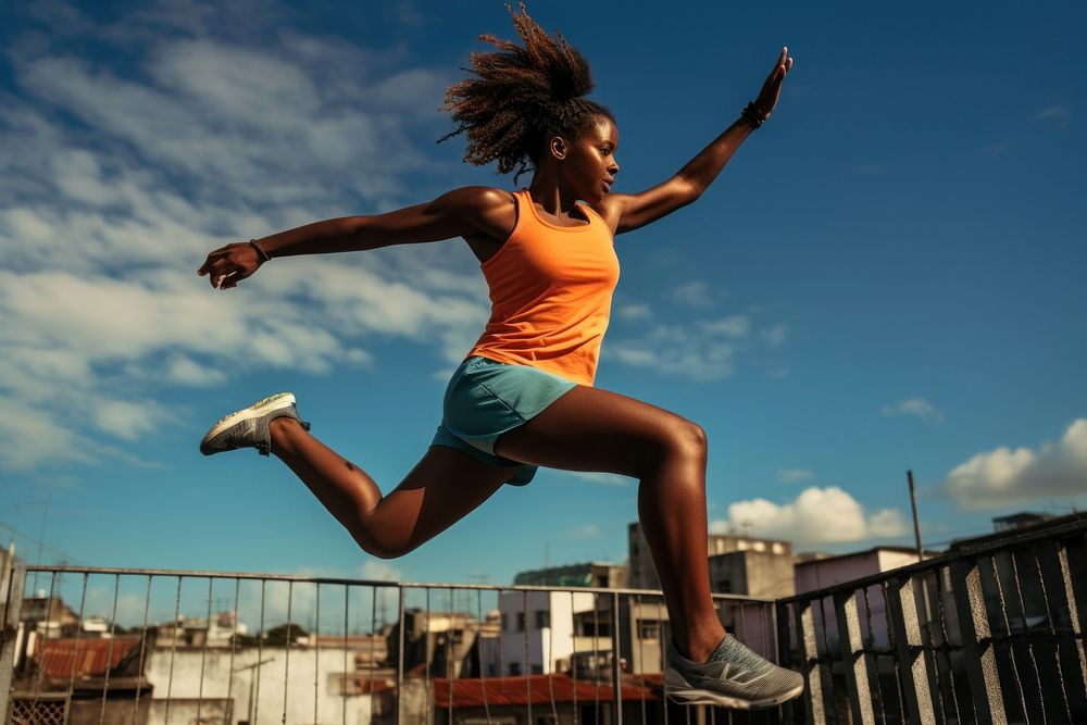 Jumping adult woman determination. AI | Free Photo - rawpixel