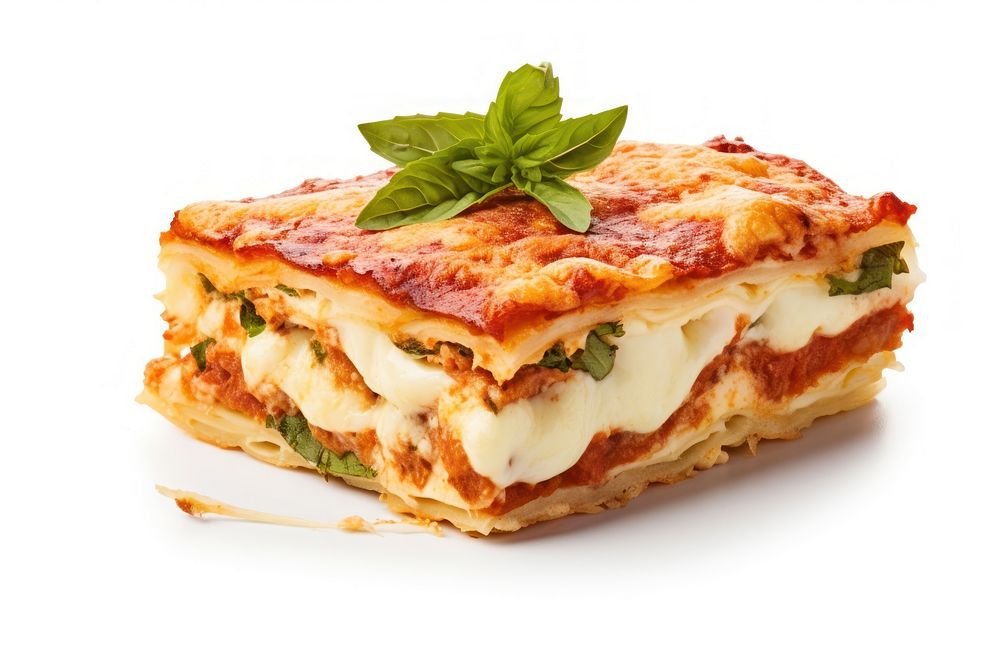 Lasagna pizza food white background. AI generated Image by rawpixel.