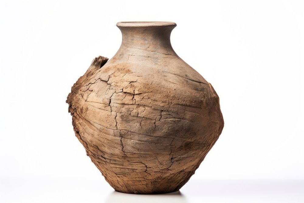 Vase pottery white background earthenware. AI generated Image by rawpixel.