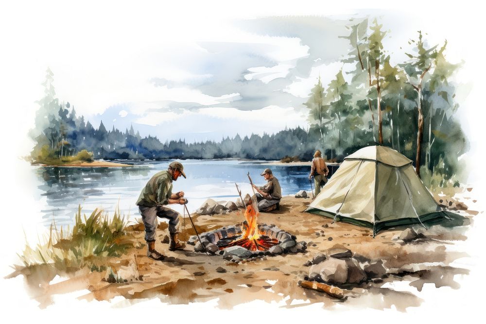 Camping fire tent campfire. AI generated Image by rawpixel.