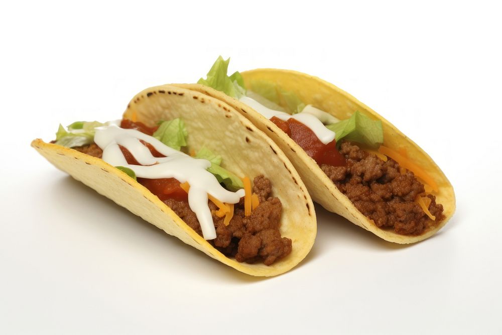 Taco food white background vegetable. AI generated Image by rawpixel.