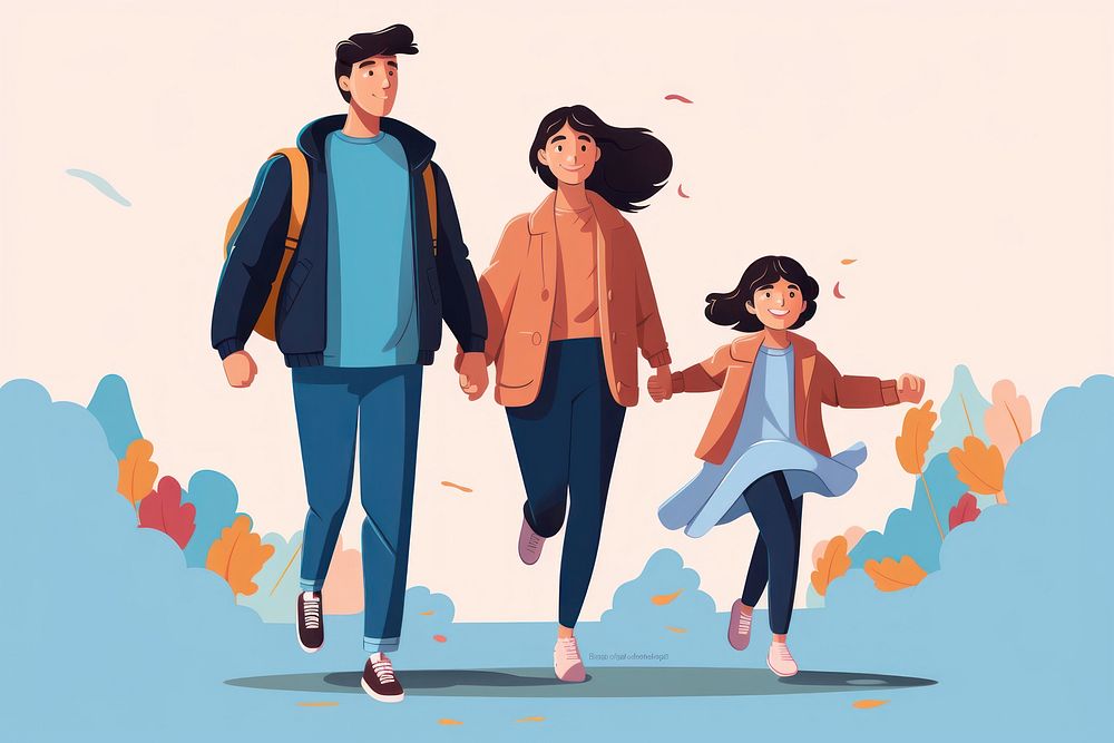 Walking family adult togetherness. AI generated Image by rawpixel.