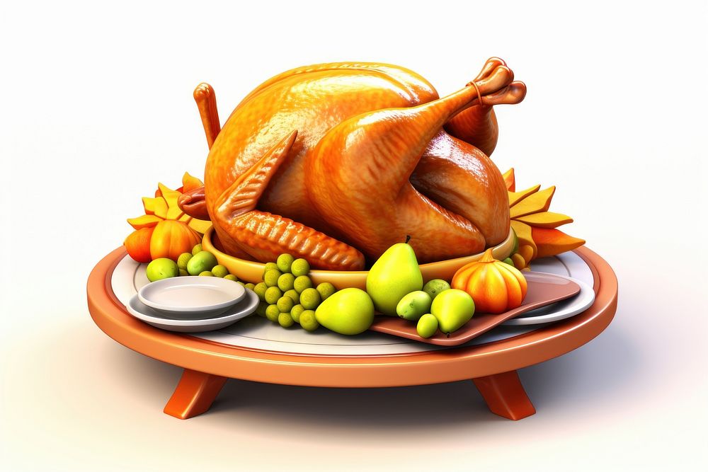 3D Dish Thanksgiving turkey chicken. AI generated Image by rawpixel.
