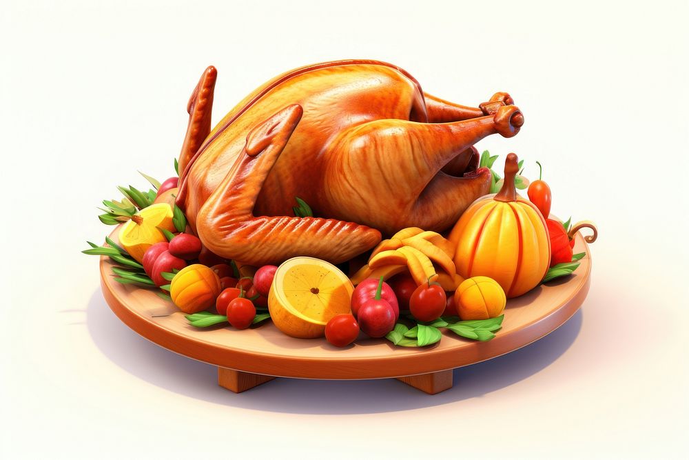 3D Dish Thanksgiving turkey chicken. AI generated Image by rawpixel.