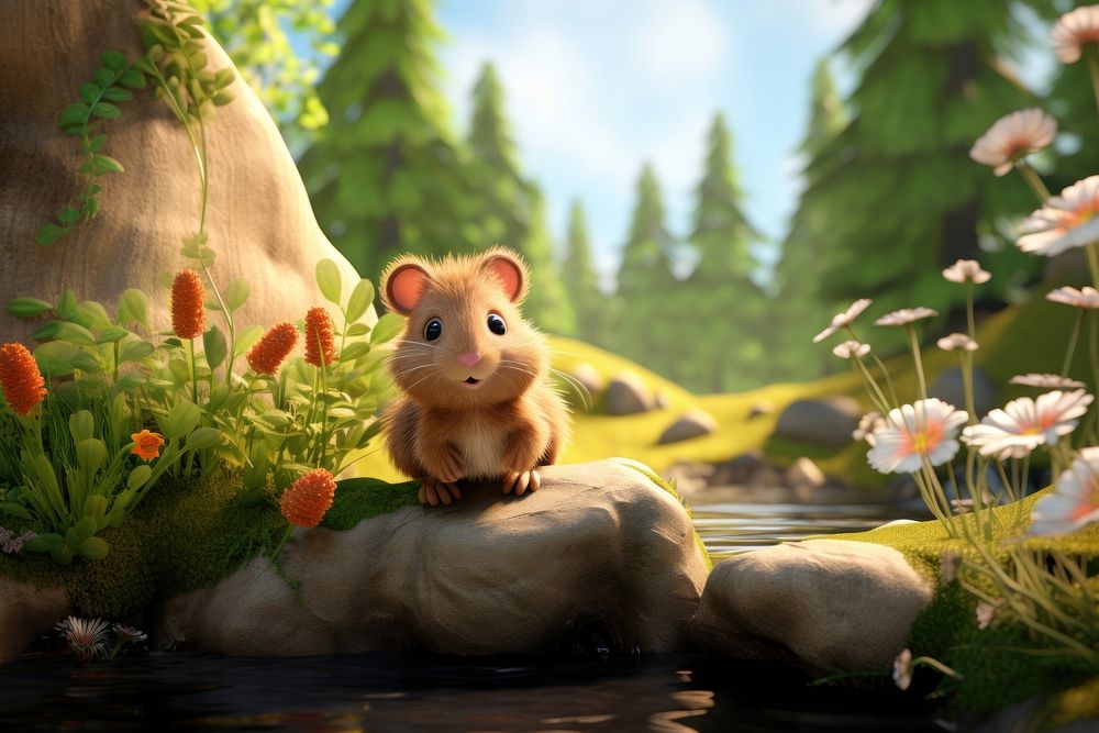 Cartoon animal outdoors rodent. AI generated Image by rawpixel.