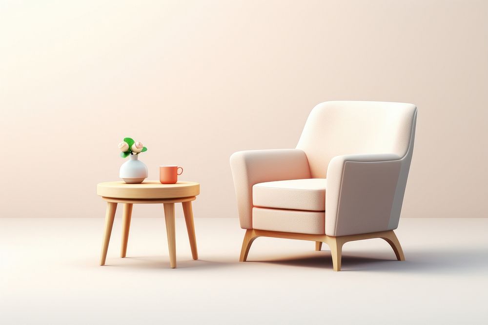 Armchair furniture table cup. AI generated Image by rawpixel.