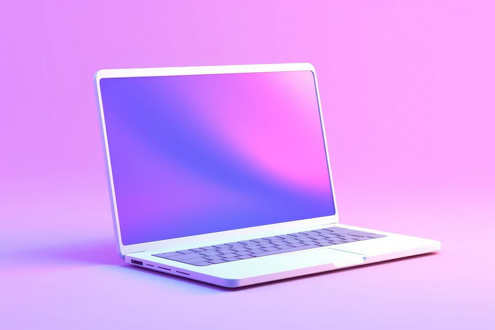 Laptop computer purple screen. AI generated Image by rawpixel.