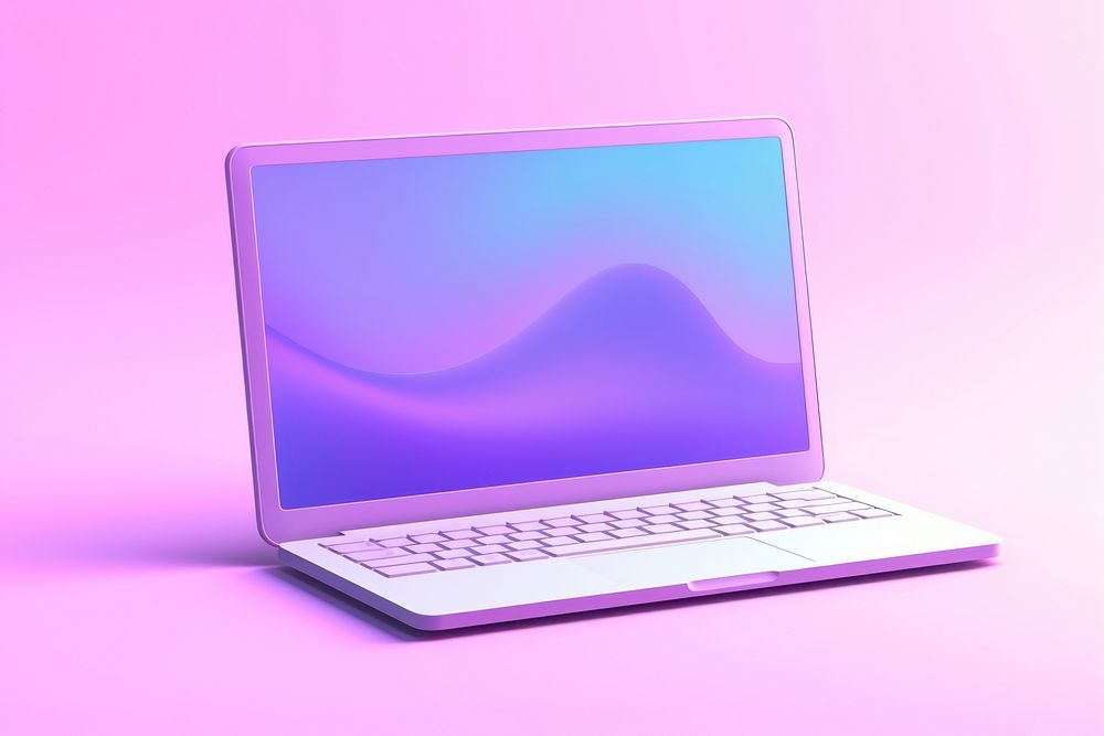 Laptop computer purple screen. AI generated Image by rawpixel.